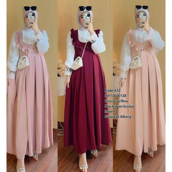 GAMIS SERI NONA MIX BRUKLAT PREMIUM MURAH ADEM COCOK UNTUK LEBARAN - RANDOM