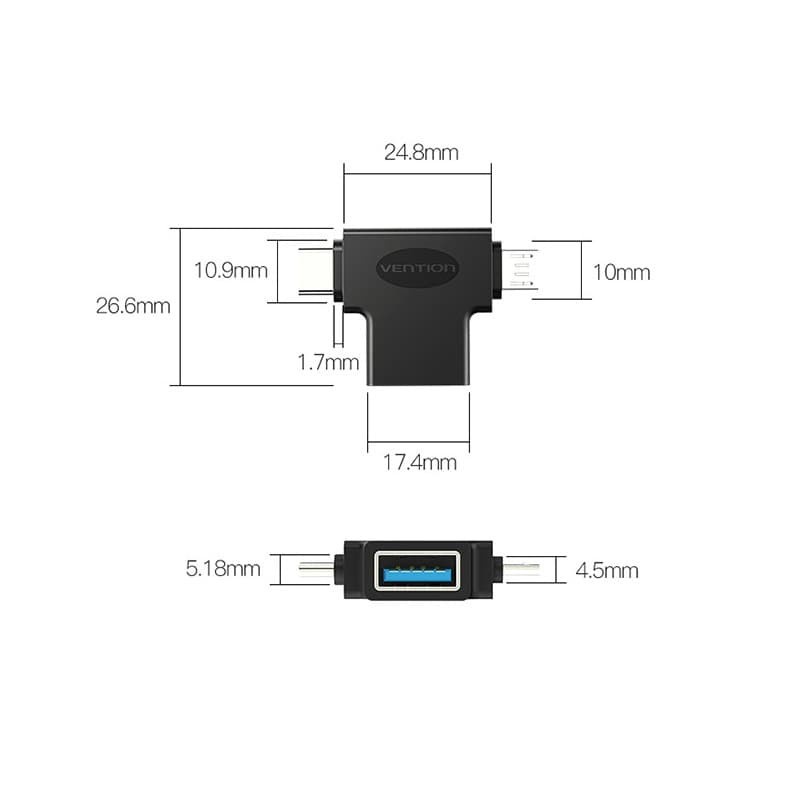 Vention CDI Adapter OTG Micro USB &amp; Type C to USB 3.0