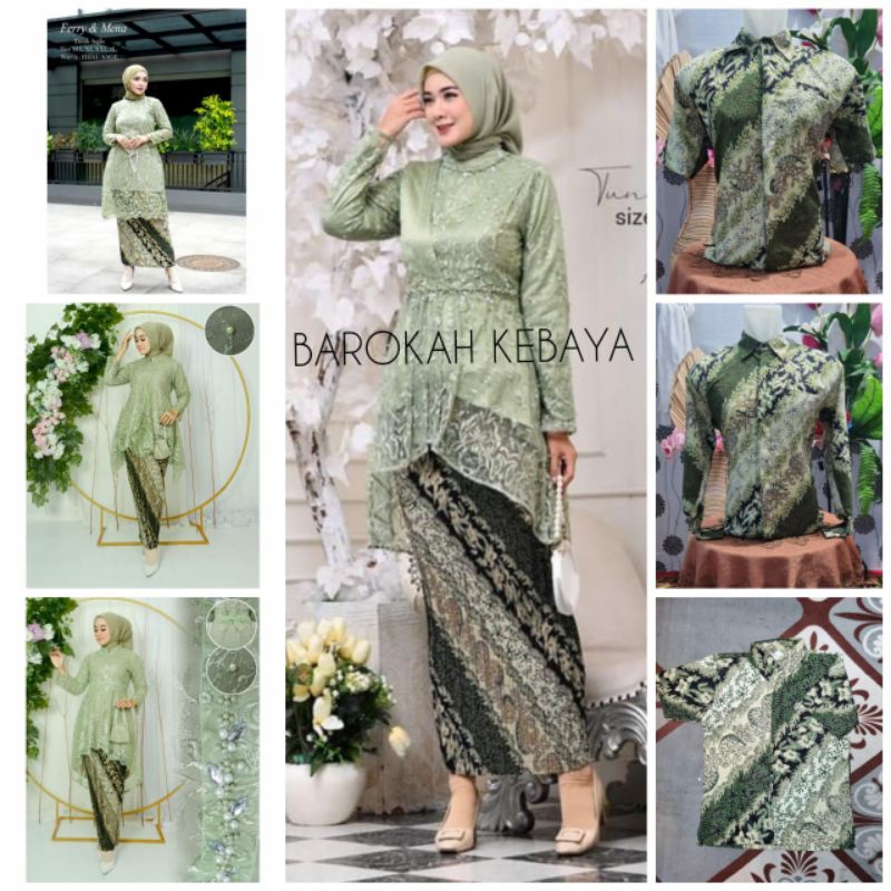 KEBAYA COUPLE KELUARGA/KEBAYA SAGE GREEN/COUPLE KEBAYA BATIK/KEBAYA MODEL TERBARU