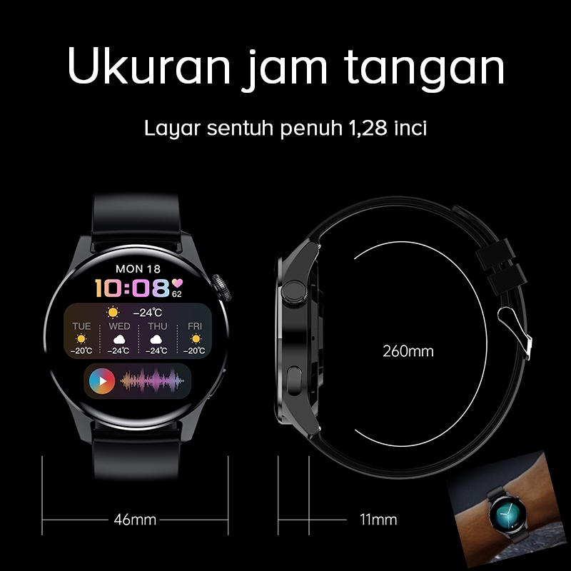 LIGE Jam Tangan Pintar Pria Panggilan Bluetooth Baru Jam Tangan Pintar Olahraga Kebugaran Tahan Air Tali Baja Jam Tangan Pria Android IOS + Kotak