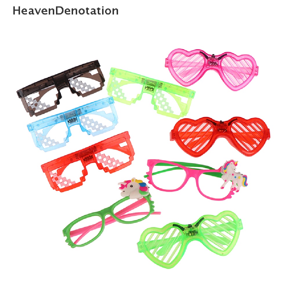 [HeavenDenotation] Kacamata LED Neon Rana Kacamata Festival Kacamata Pesta Glow Perlengkapan Pesta HDV