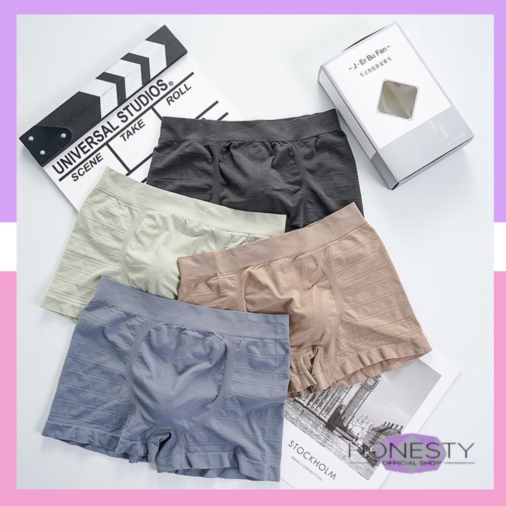 Miss H ~ 237 Celana Dalam Pria Boxer Pria Comfortable Celana Pendek Cowok Elastis Import Kolor Sempak Cowok