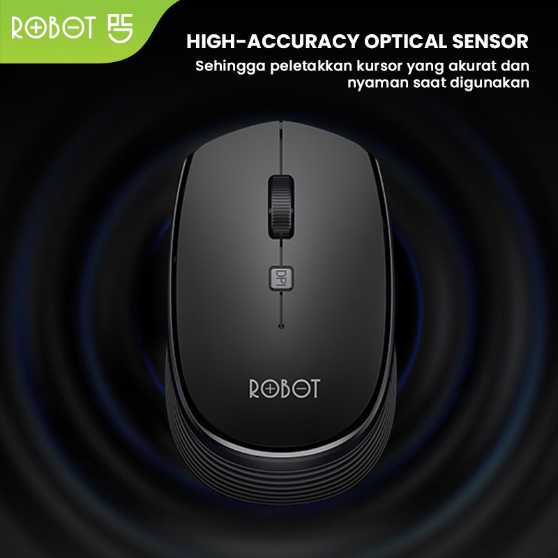 ROBOT KM3100 Paket Keyboard Mouse Wireless Set Mini 1600 DPI - Garansi Resmi 1 Tahun