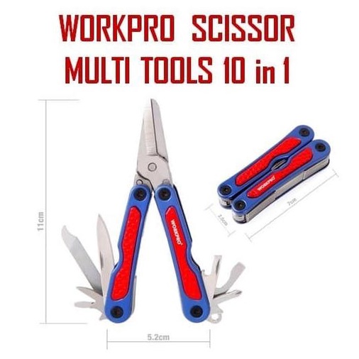 

WORKPRO MINI SCISSOR MULTI TOOLS 10 in 1