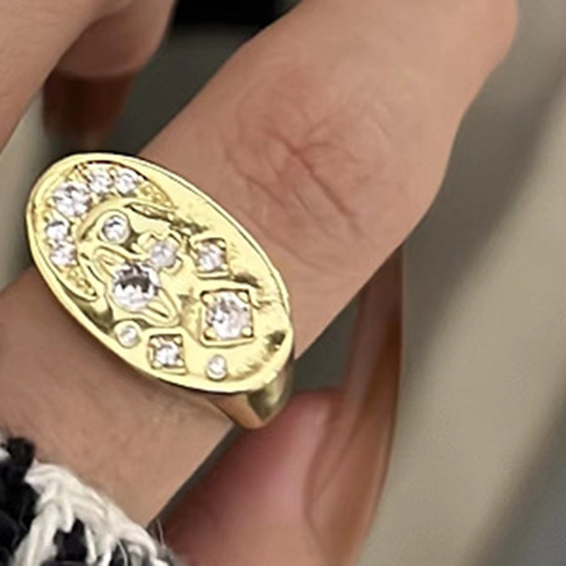 Fashion Cincin Pembukaan Semesta Geometris Kristal Hollow Out Untuk Wanita