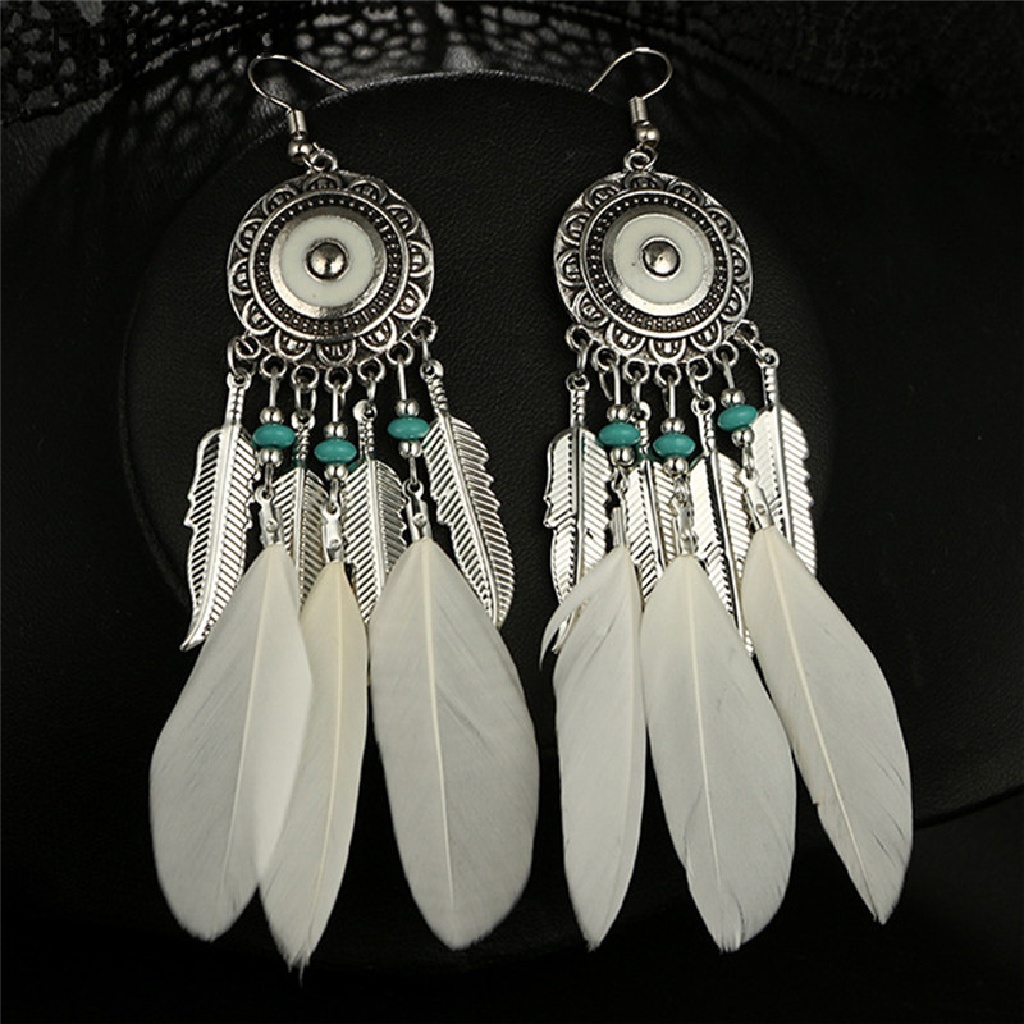 Hbid Bohemian Bulu Daun Rumbai Anting Juntai Boho Drop Menjuntai Earrings Perhiasan Glory