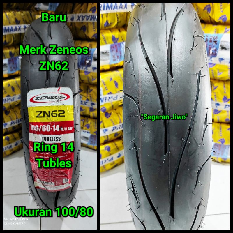 Ban Tubles motor matic ring 14 Ukuran 100/80 merk zeneos ZN62 Ban belakang honda vario 150