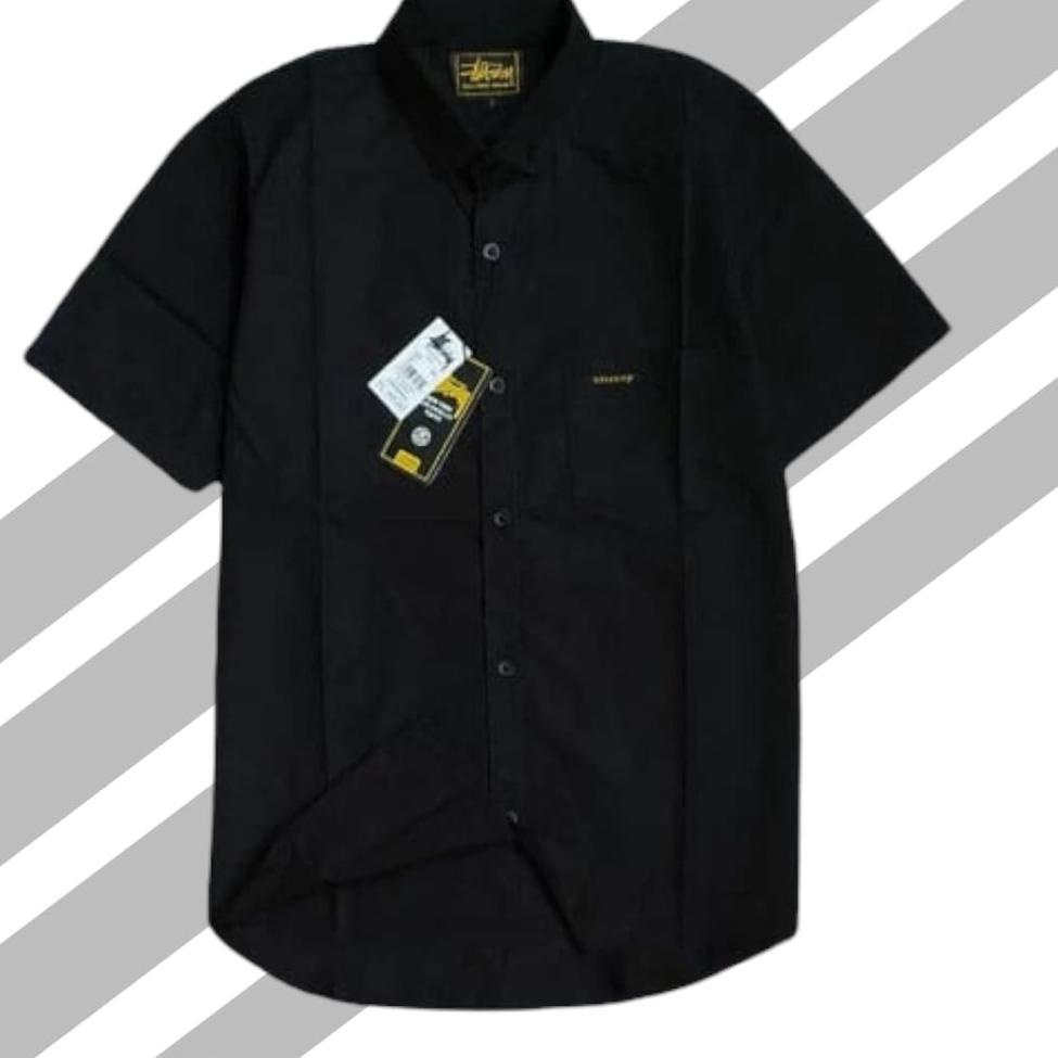 HOT SALE Kemeja Pria Cowok Polos Tangan Lengan Pendek HeM Slimfit Casual Kantoran Murah Hitam Navy P