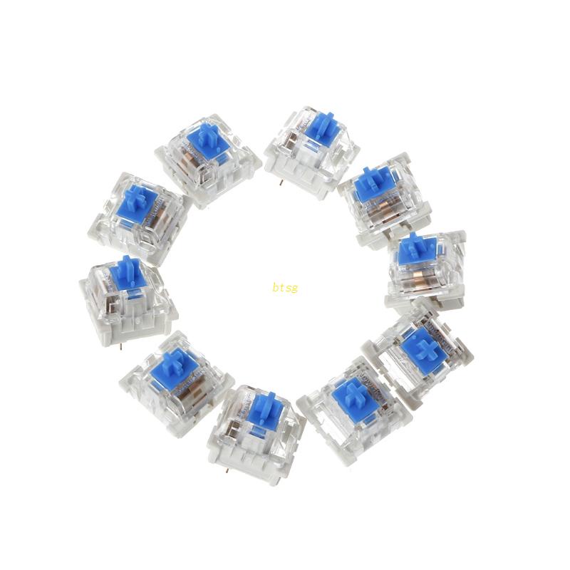 Btsg 10pcs Saklar Biru Untuk Keyswitch Poros Keyboard Mekanik Untuk Tester Kunci 3Pin