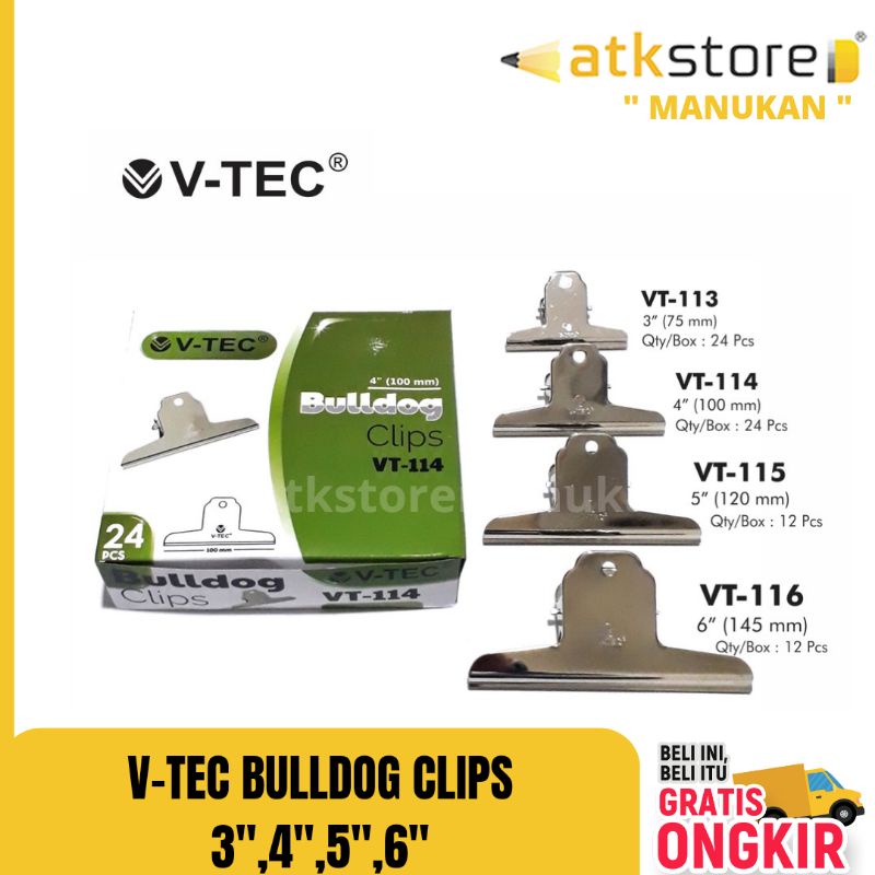 V-TEC BULLDOG CLIP || KLIP KERTAS 3 4 5 6 INCH