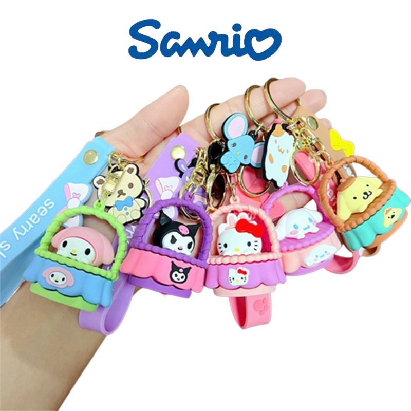 Cute Cartoon MY Melody Hello Kitty Kuromi Mikyo Keychain Pendant with Lanyard Xmas Gifts