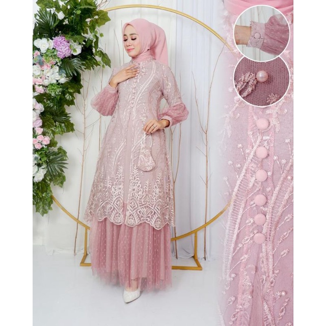 Gamis Dress Nauma | Gamis Brokat Tille | Gamis Brokat Premium