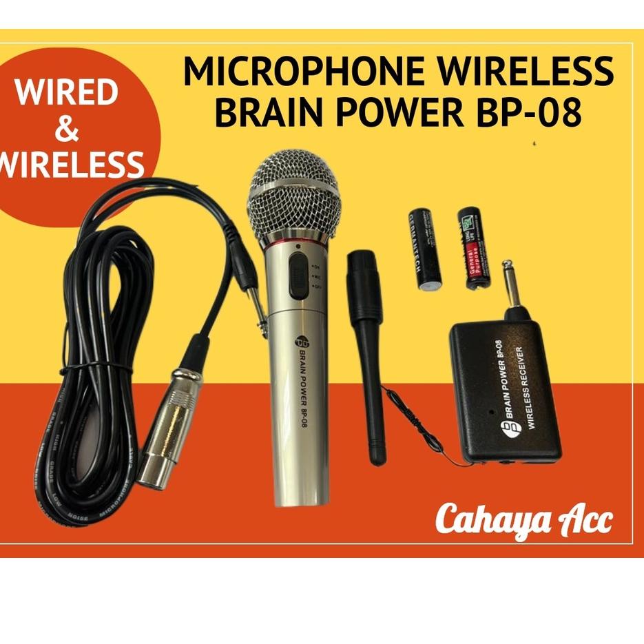 Termurah Microphone Wireless Proffesional Brain Power BP-08 - Mic Wireless dan Kabel - Microphone Wired &amp; Wireless - Mikrofon Bluetooth dan Kabel