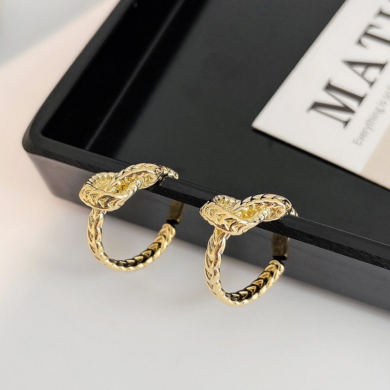 S925 Perak Disepuh Simpul Lingkaran Retro Keren Anting-Anting Gadis Telinga Studs Fashion Aksesori