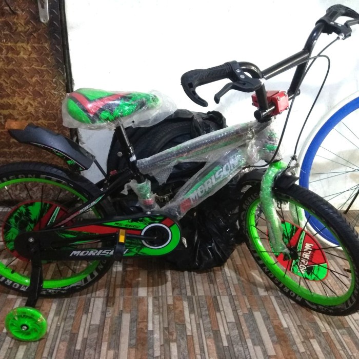 Sepeda Anak Bmx 18 Inch Morison 6602 Roda Bantu & Spakbor Nyala #Original
