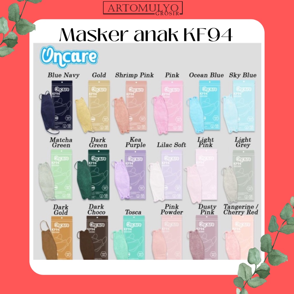 MASKER ANAK KF94 KF 94 MOUSON CAREION EZY FILTCARE ONCARE ISI 10 PACK KOREA WARNA WARNI EMBOSS ORIGINAL