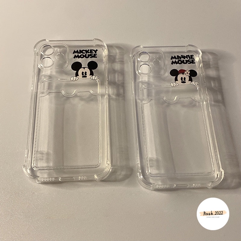 Case Kartun Couple Oppo A15 A15s A35 A36 A3s A12 A7 A5s A16 A76 A54 A95 A96 A74 A16s A12E Reno 7 5G Bening Shockproof Slot Dompet Transparan Lembut Tas Kartu TPU Penutup Belakang