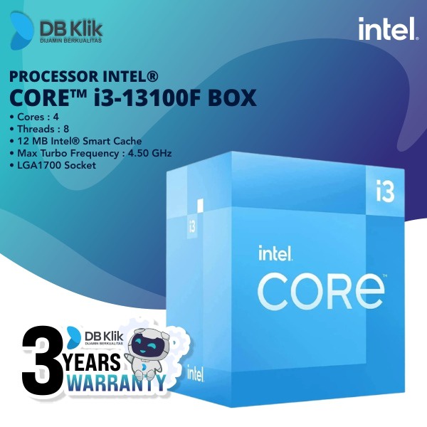 Processor INTEL Core i3-13100F Box 4.5GHz LGA1700- Intel I3 13100F Box