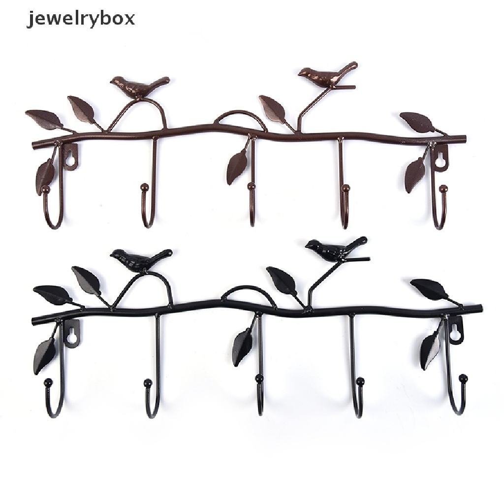 [jewelrybox] Retro 5kait Besi Tempa Bentuk Burung hook Daun Dinding Gamis Gantungan Kunci coat holder Butik