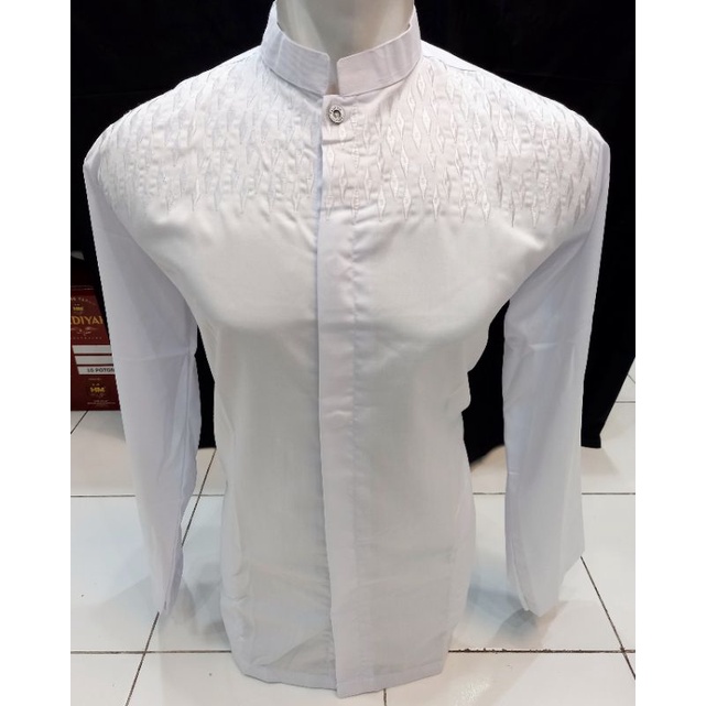 Baju Koko Putih SALSABILA Bahan Katun toyobo premium (free peci)