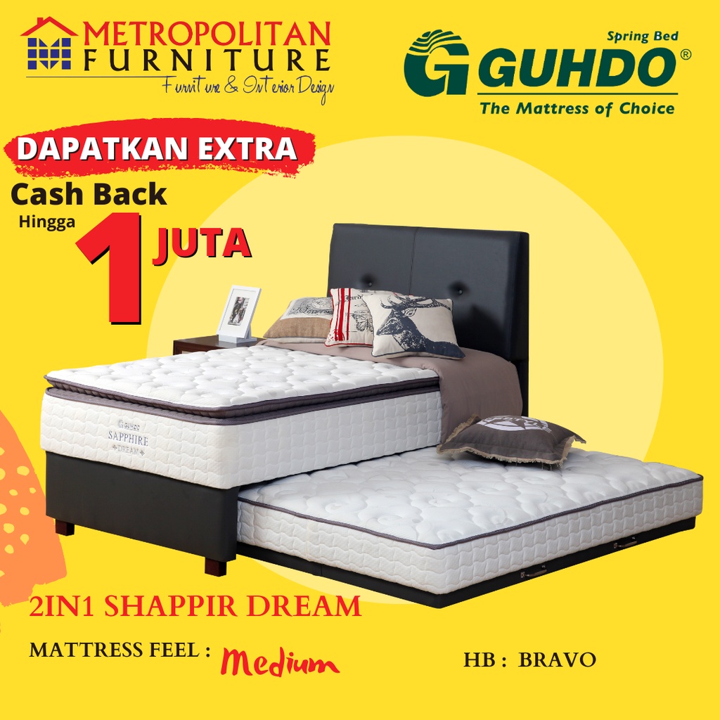 Springbed GUHDO 2in1 Sapphire Dream Full Set HB Bravo Spring bed Kasur Matras