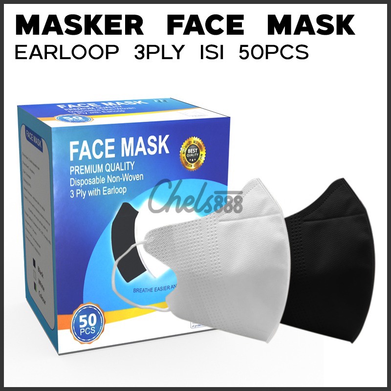 Masker Earloop Duckbill FACE MASK Tali Kuping 3ply 3 ply isi 50 pcs