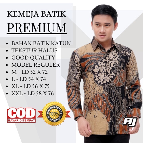 Atasan Kemeja Batik Pria Dewasa Lengan Panjang Bahan Katun Halus Baju Kondangan Kerja Pakaian Pria Premium Termurah