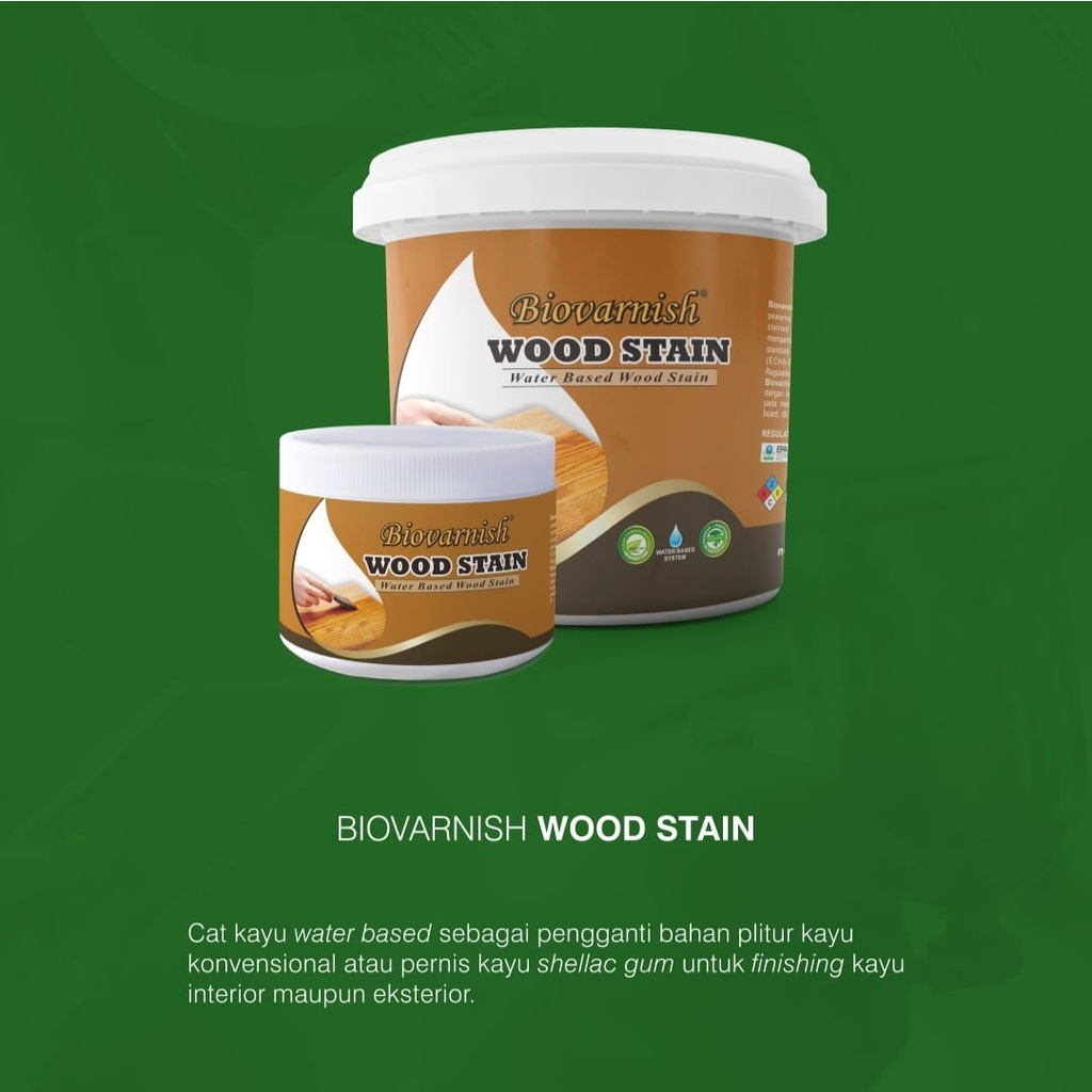 Plitur Kayu Woodstain Politur Kecil Waterbased - Biovarnish Wood Stain Cup 400gr