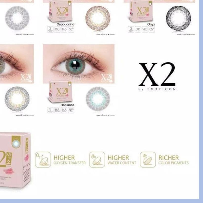 ♣ SOFTLENS X2 SANSO COLOR NORMAL & MINUS -0.50 sd -3.00 FREE LENSCASE DIA 14.5 MM BY EXOTICON SHADOW