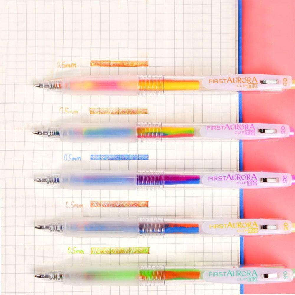 Agustin Press Gradient Gel Pen Kawaii 0.5mm Hand Akun Alat Tulis Siswa Sekolah Perlengkapan Kantor Untuk Anak Anak Menulis Pena Gambar