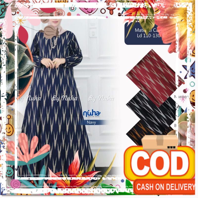 Gamis Mayra Dress - Calvin Jeans Jumbo XXL XXXL Fayuo Maxy Ld 120+ / motif kembang