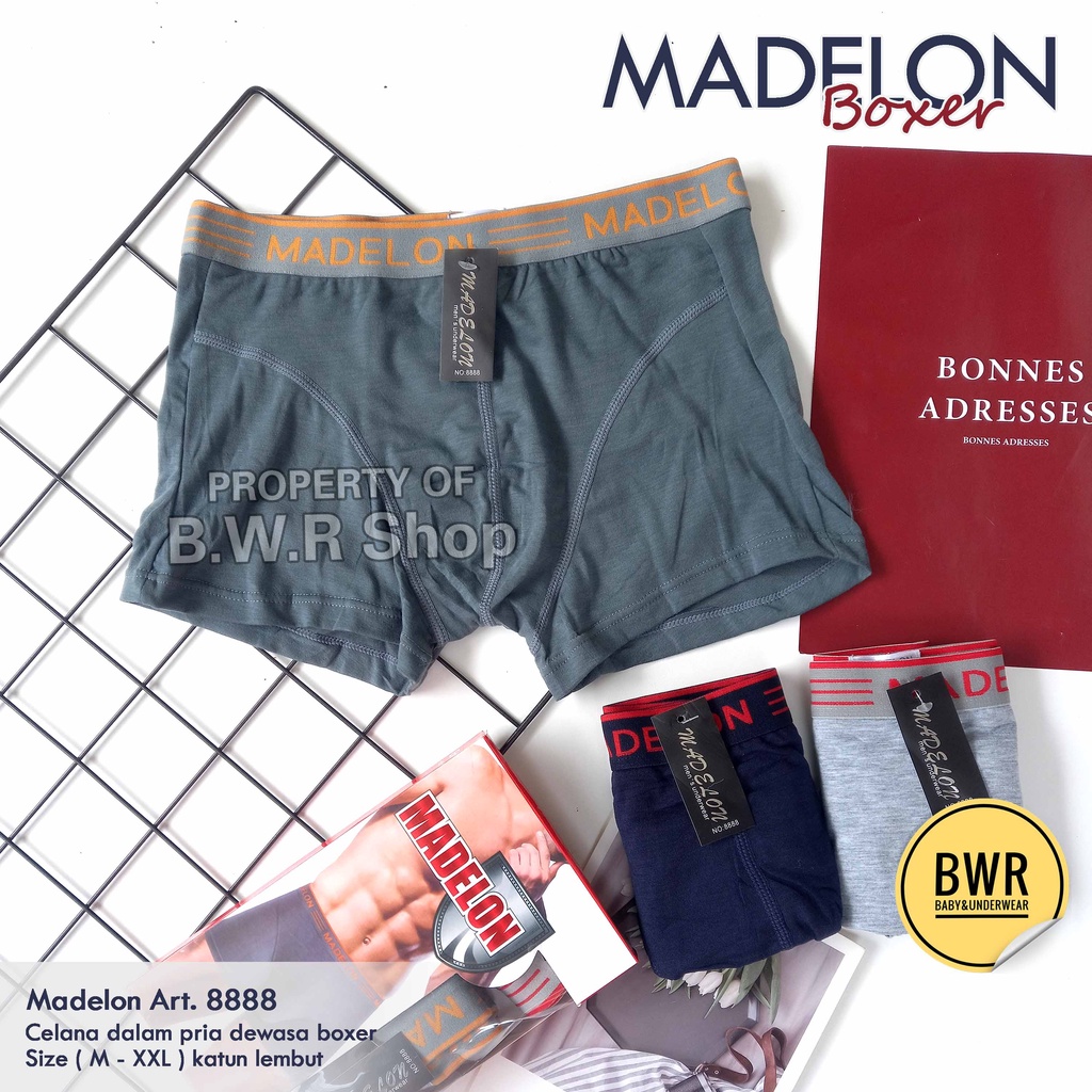 [ 3pc ] CD Boxer Madelon 8888 / Celana Dalam Pria Dewasa Bahan Katun Lembut | Bwr