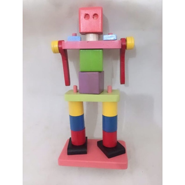 Balok Robot | Mainan Kayu | Kayu Warna | Mainan Edukasi Anak