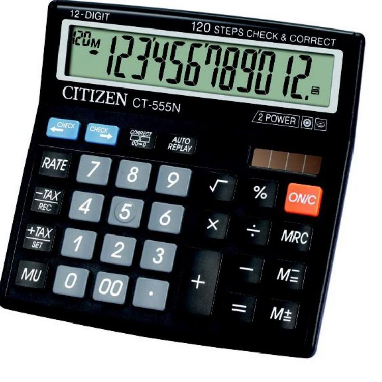 

Z27 Kalkulator citizen CT-555N layar lebar 12 digit check & correct HOT PRODUCT