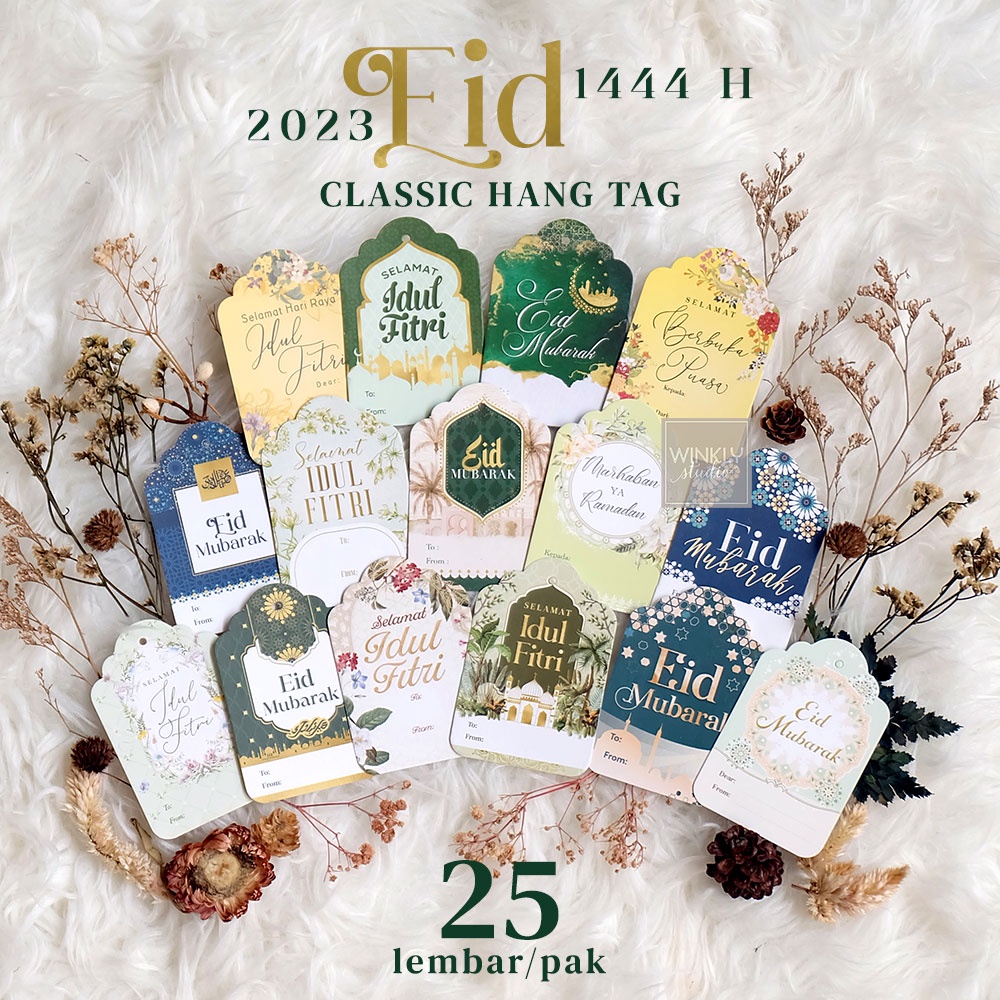 25pcs Hang Tag Lebaran / Hangtag Idul Fitri / Kartu Ucapan Mini Hari Raya / Tag Ramadhan