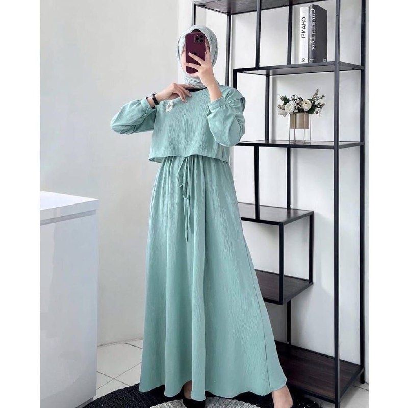 ZAFINA DRESS  Crincle Air Flow Size S M L XL  viral, gamis remaja terbaru,gamis wanita, gamis hitam,kekinian Zafina maxi dress fashion muslim kondangan