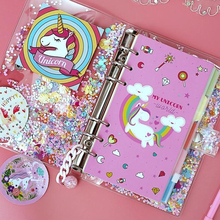 

✨TERBARU✨ Unicorn Merah Muda Jurnal Perjalanan Kit Kartun Buku Catatan Isi Ulang Loose-Leaf Wisatawan Buku Catatan Harian untuk Anak Perempuan Anak-anak Hadiah !!