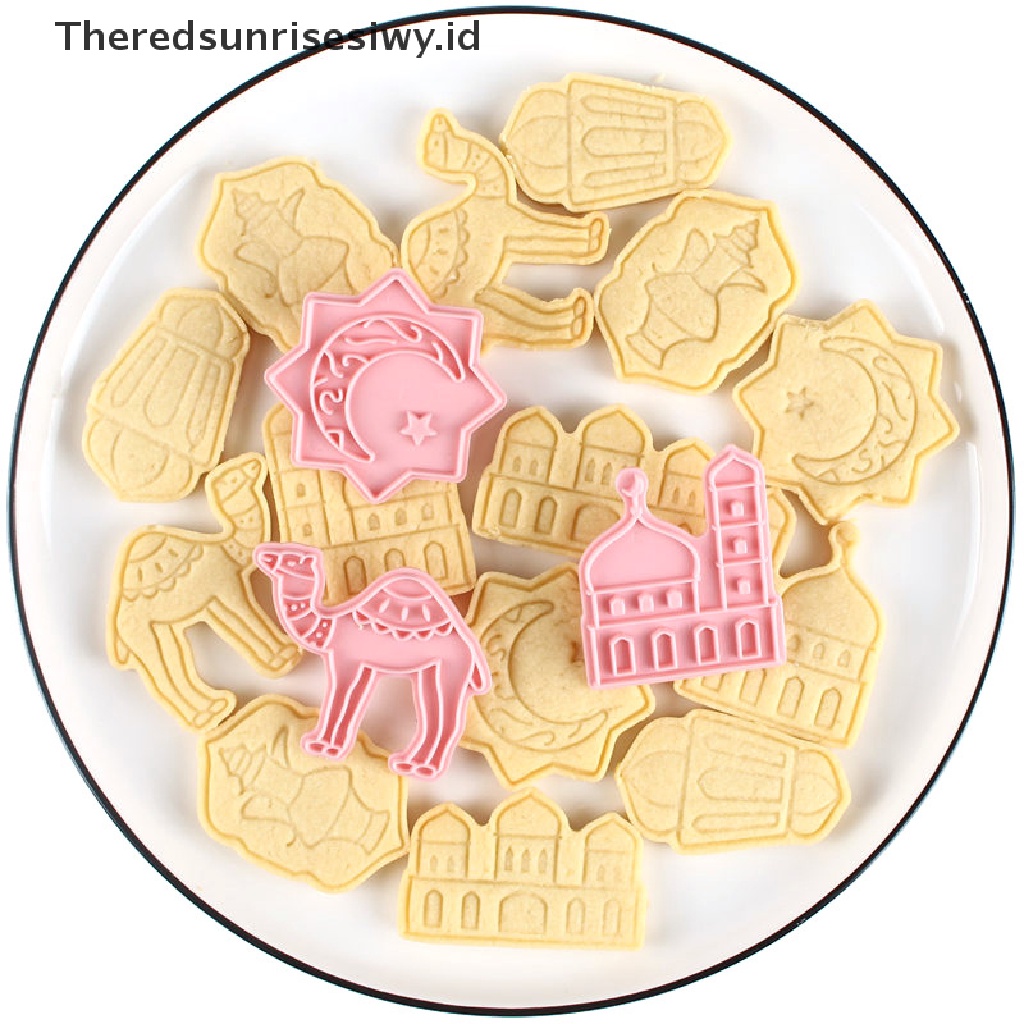# New # 6/8pcs/set Pemotong Kue Kering Kartun Eid Mubarak DIY Alat Baking Ramadhan Plastik~