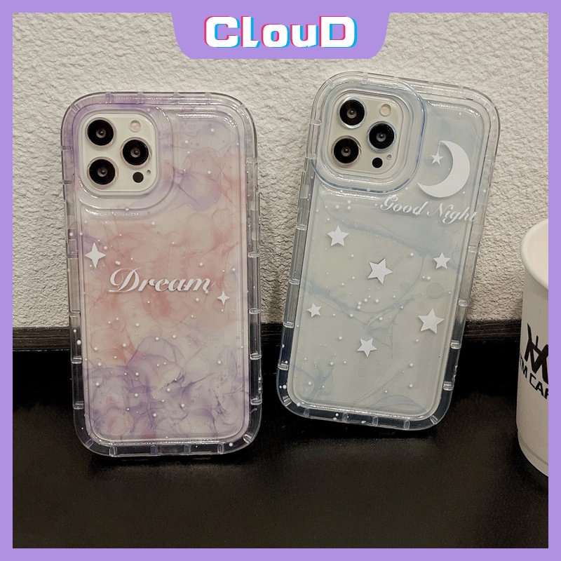 Casing Tpu Lembut Pasangan Bening Kompatibel Untuk iPhone 11 Pro Max7 8 6s 6 Plus 13 11 12 14 Pro Max X XR XS Max Fantasi Langit Berbintang Shockproof Gradiasi Bintang Bulan Penutup Belakang