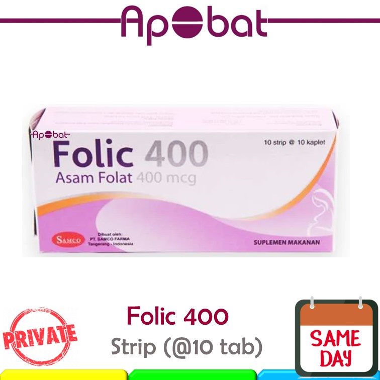 - ApObat - Folic 400 mg isi 10 Tablet / Suplemen Kehamilan Program Hamil Kesuburan Asam Folat Folik 