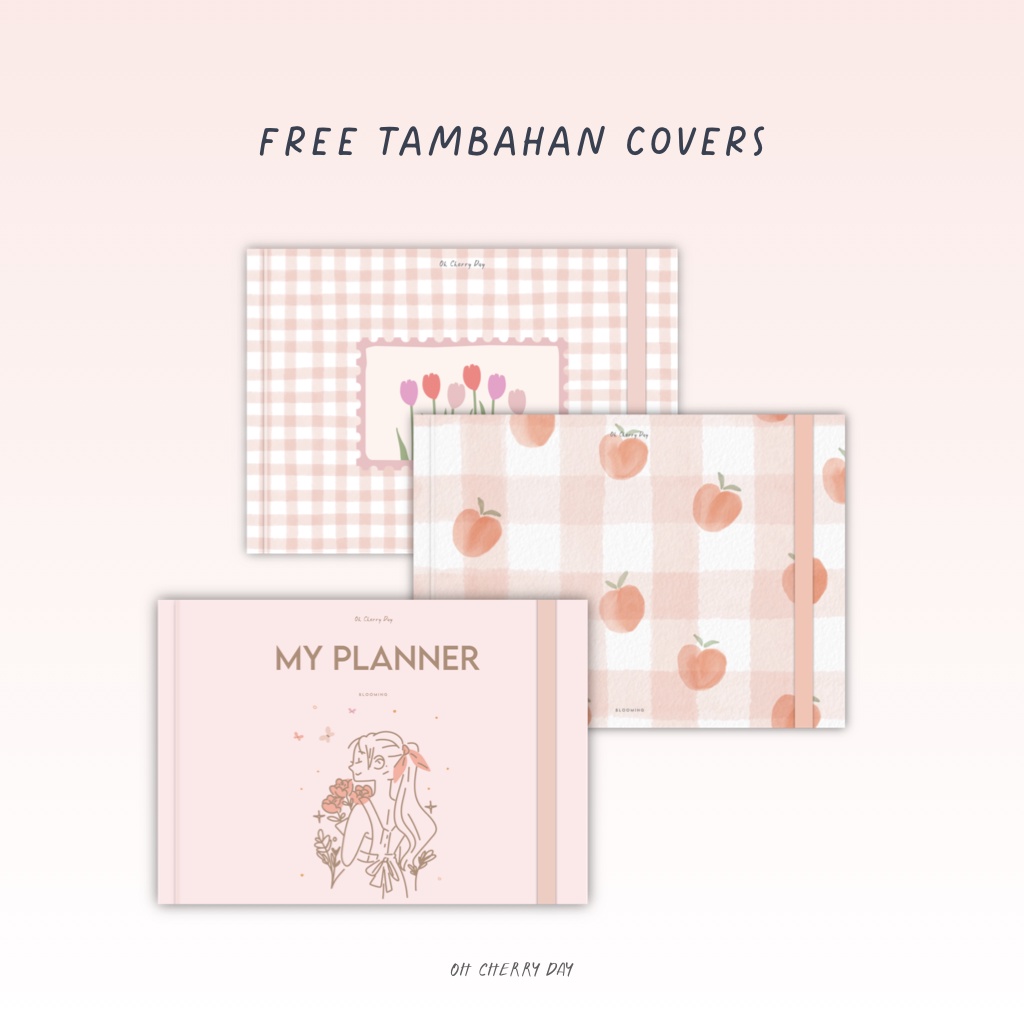 Undated Pink Digital Planner untuk iPad/Tablet Digital Bujo Bullet Journal Notebook Cute Minimalist Digital Stickers - Blooming Blossom