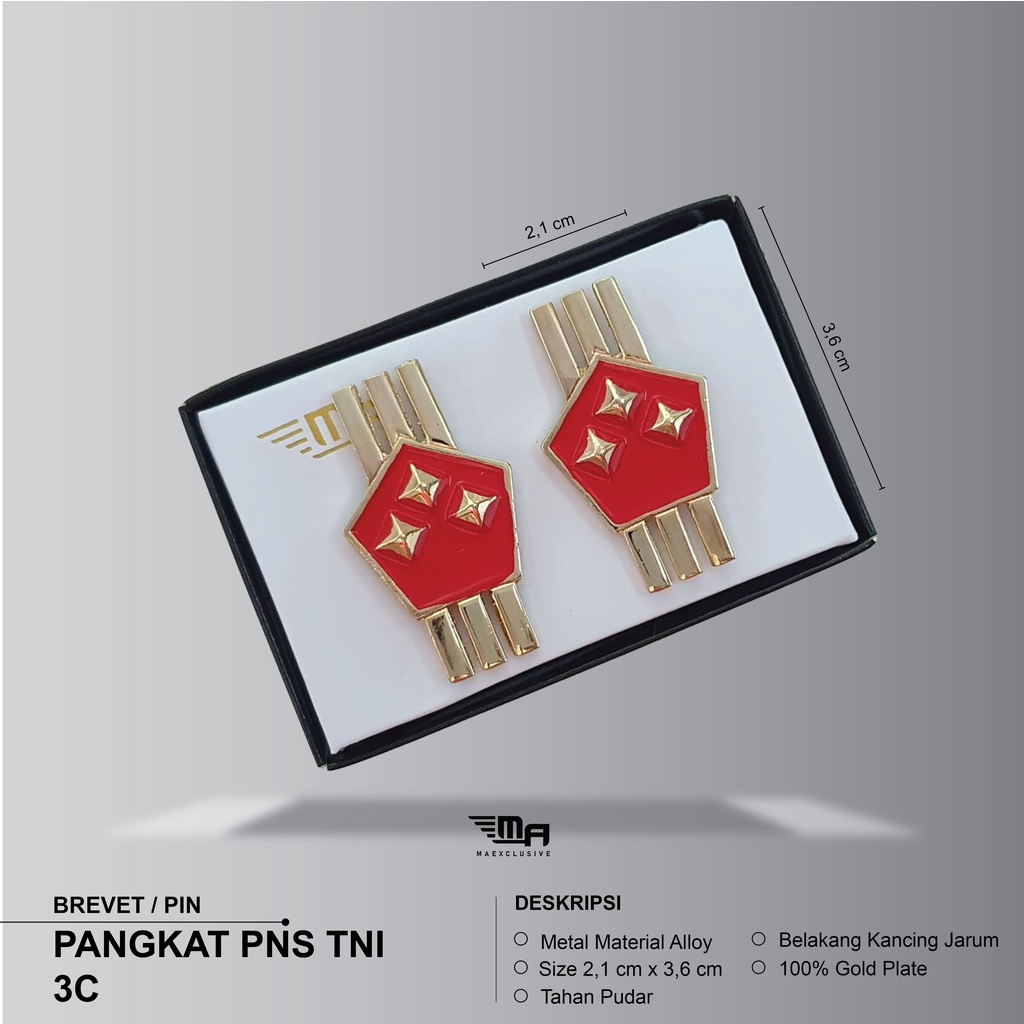 PIN PANGKAT PNS TNI 3C PDH BRIVET BREVET WING PIN PANGKAT PNS TNI 3C