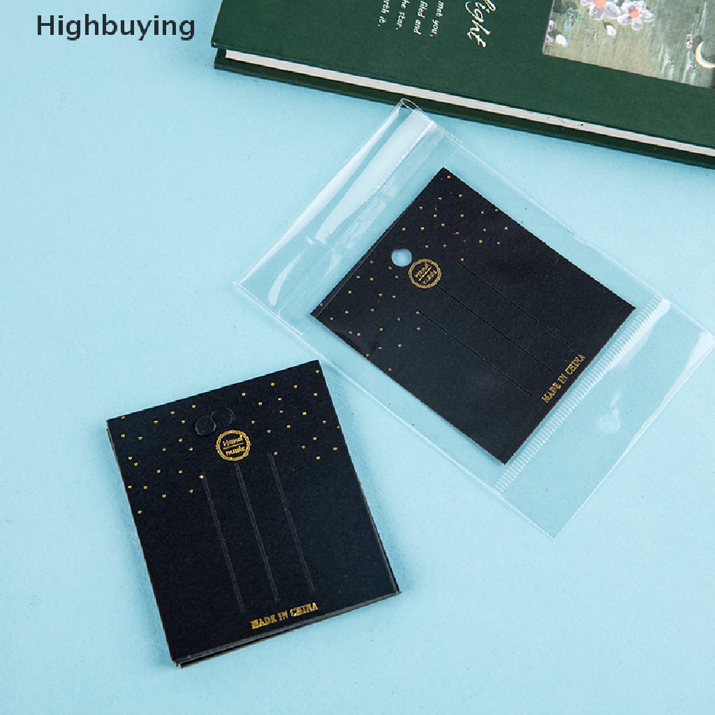 Hbid 50PCS Hairpin Black Paper Earring Card Holder Kertas Jepit Rambut Kalung Display Kartu Karton Hang Tag Senada Packaging Bag Untuk Membuat Kemasan Perhiasan Diy Glory