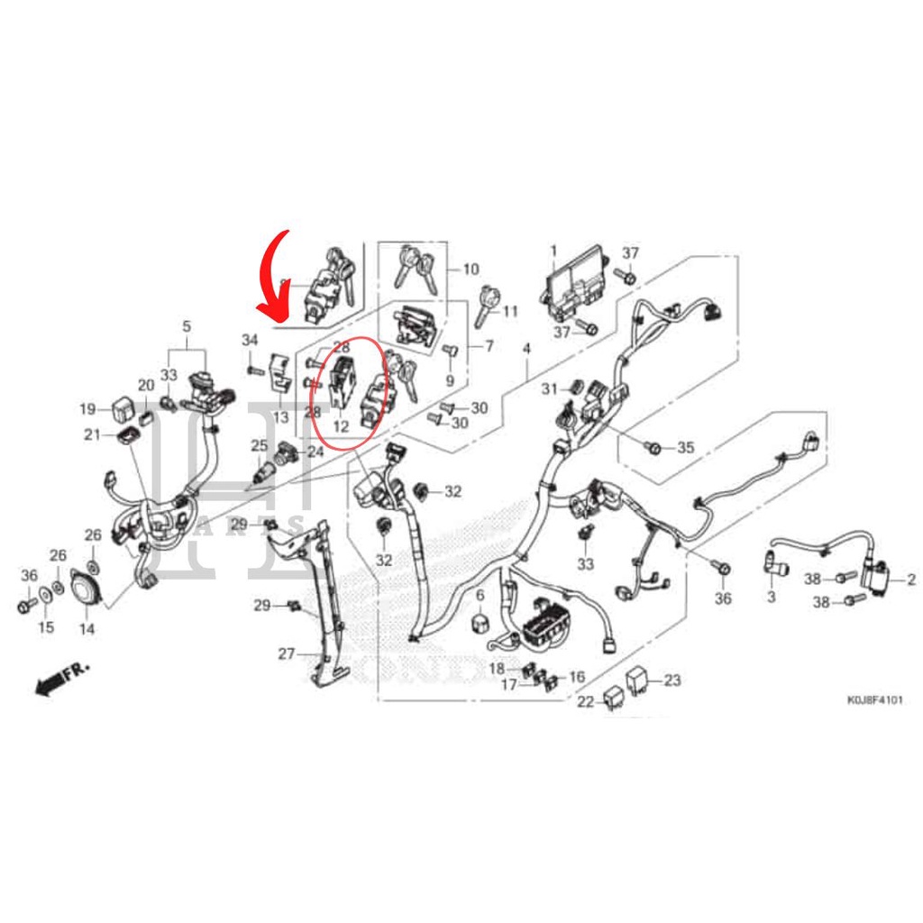 TOMBOL PEMBUKA JOK SWITCH ASSY SEAT OPENER GENIO 35190-K93-T01 ASLI ORIGINAL AHM HGP HONDA