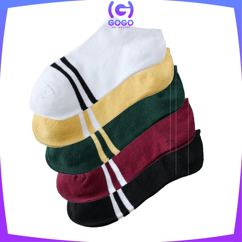 GOGO-P53 Kaos Kaki Pendek Dewasa Motif Garis Ankle Sock / Kaus Kaki Semata Kaki Short Socks Import