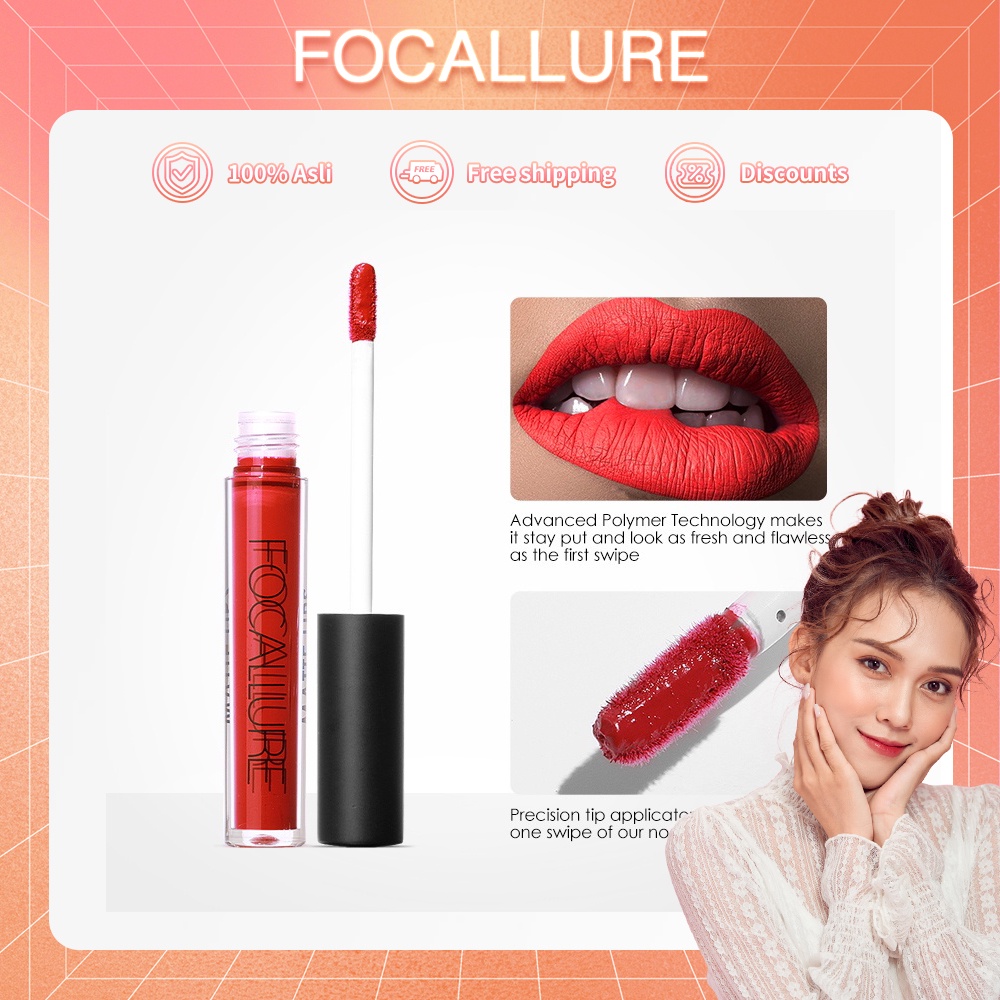 FOCALLURE Waterproof Lip Gloss Matte Lip Makeup Lasting Glossy Lipgloss Perawatan Bibir Pelembab Make Up Kosmetik Lastin