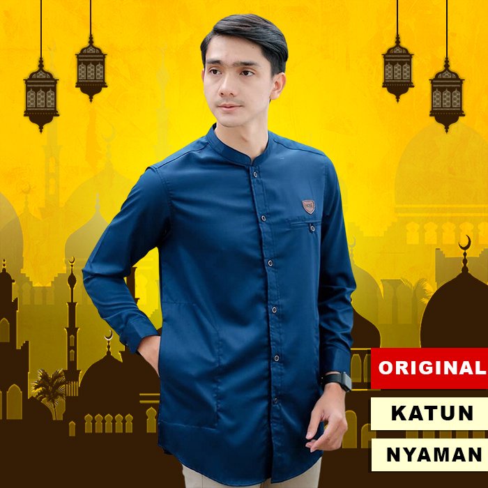 Baju Kemeja Koko Kurta Ammu Polos Cole Hitam Pria Dewasa Lengan Tangan Panjang Pendek Baju Muslim Qu