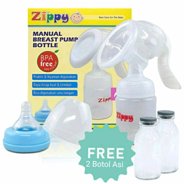 1 Set Pompa Asi Manual + 2 Botol Susu + 2 Botol Asi Kaca BPA Free Dodo | Zippy | Manual Breast Pump Dodo MBP