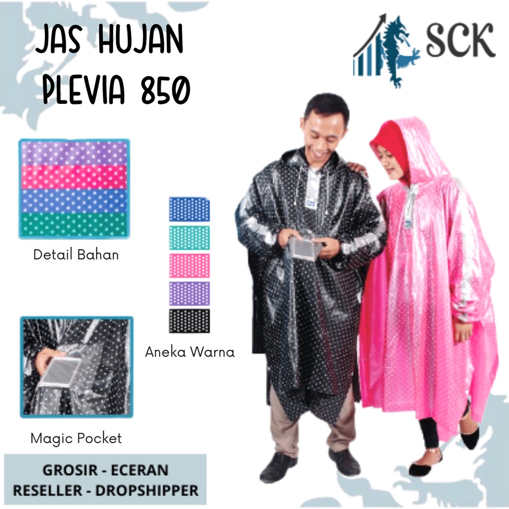 Jas Hujan PLEVIA 850 Ponco Model Kelelawar / Mantol PLEVIA Pria Wanita Dewasa Motif Polkadot Poncho - sckmenwear GROSIR