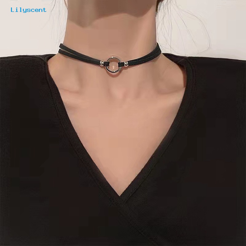 [LS] Wanita Choker Pengerjaan Halus Temperamen Gothic Peregangan Geometris Perhiasan Hias Beludru Imitasi Gothic Choker Kalung Untuk Pacaran